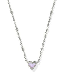 Mini Ari Heart Silver Satellite Short Pendant Necklace in